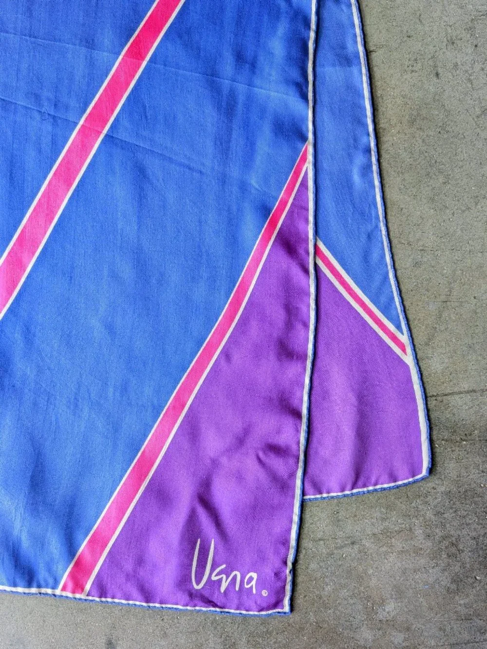 Vintage Vera Silk Purple Blue Pink Colorblock Striped Long Scarf